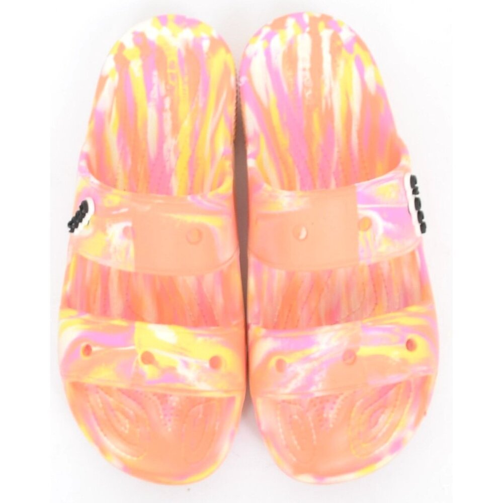 CROCS Classic Marbled Sandal Slides Beach Unisex‎ Multi Orange MENS 11 WOMEN 13